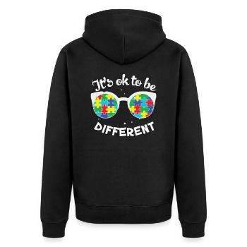 Autismus-Bewusstsein Okay, um anders zu sein Mutter Unterstützung - Unisex Premium Bio Zip Hoodie - Schwarz - Hinten - Nico (187cm)