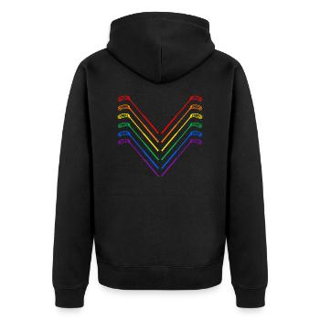 floorball multicolor unihockey - Unisex Premium Bio Zip Hoodie - Schwarz - Hinten - Nico (187cm)