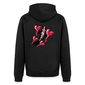 Herzen Koi Fisch Nishikigoi - Unisex Premium Bio Zip Hoodie - Schwarz - Hinten - Nico (187cm)