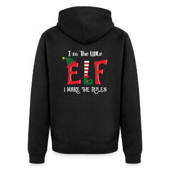 I m The Little Elf - Unisex Premium Organic Zip Hoodie - black - Back - Nico (187cm)