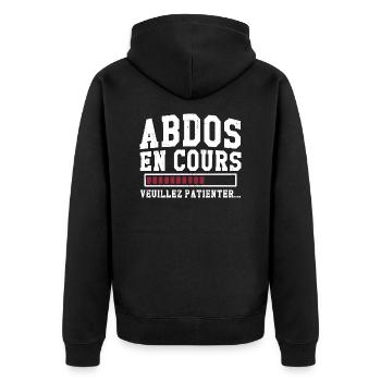 Abdos en cours veuillez patienter - Veste à capuche bio Premium Unisexe - noir - Dos - Nico (187cm)