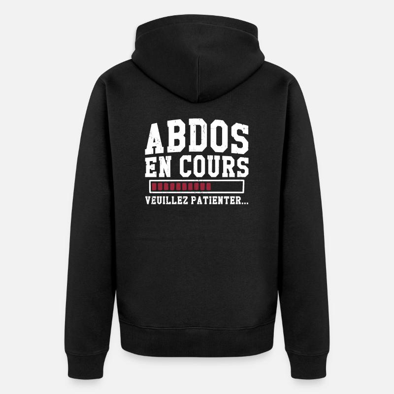Abdos en cours veuillez patienter - Veste à capuche bio Premium Unisexe - noir