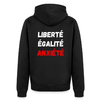 liberté égalité anxiété - Veste à capuche bio Premium Unisexe - noir - Dos - Nico (187cm)