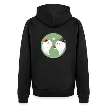 Valentinstag - Unisex Premium Bio Zip Hoodie - Schwarz - Hinten - Nico (187cm)