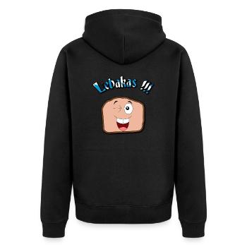 Lebakas / Leberkäse / Fleischkäse V2 - Unisex Premium Bio Zip Hoodie - Schwarz - Hinten - Nico (187cm)