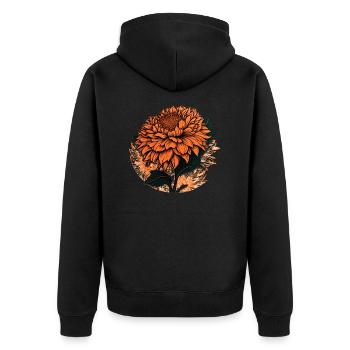 Orange Flower Gift - Unisex Premium Organic Zip Hoodie - black - Back - Nico (187cm)