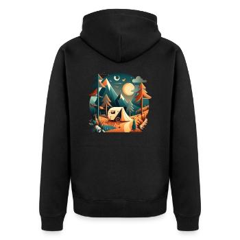 Camping with caravans in the mountains - Unisex Premium Organic Zip Hoodie - black - Back - Nico (187cm)