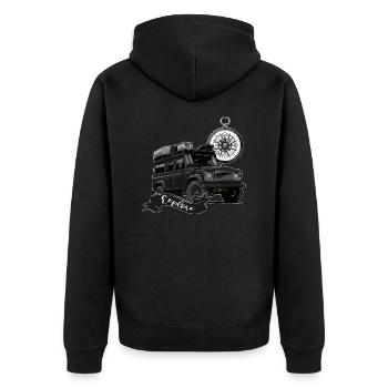 Defender // Roof Tent // Roof Tent Nomads // Outdoor - Unisex Premium Organic Zip Hoodie - black - Back - Nico (187cm)