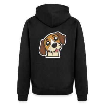 Welpen-Wonne: Süßer Hund - Unisex Premium Bio Zip Hoodie - Schwarz - Hinten - Nico (187cm)