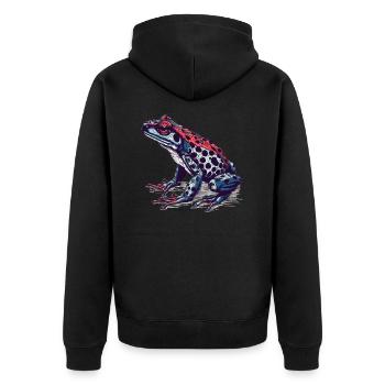 Pfeilgiftfrosch Amphibie in toller retro Optik - Unisex Premium Bio Zip Hoodie - Schwarz - Hinten - Nico (187cm)