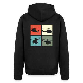 Helikopter Vintage - Unisex Premium Bio Zip Hoodie - Schwarz - Hinten - Nico (187cm)
