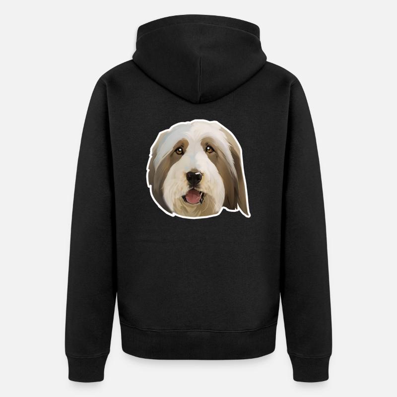 Bärtiger Collie - Unisex Premium Bio Zip Hoodie - Schwarz