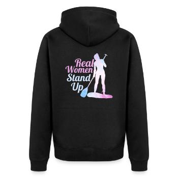 Real Women Stand Up Stand Up Paddling Board - Unisex Premium Bio Zip Hoodie - Schwarz - Hinten - Nico (187cm)