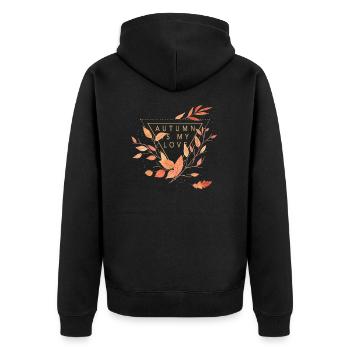 autumn is my love - Unisex Premium Organic Zip Hoodie - black - Back - Nico (187cm)