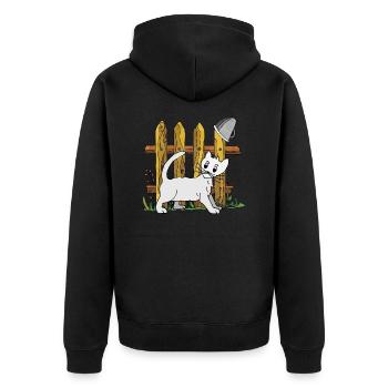 Katze - Unisex Premium Bio Zip Hoodie - Schwarz - Hinten - Nico (187cm)