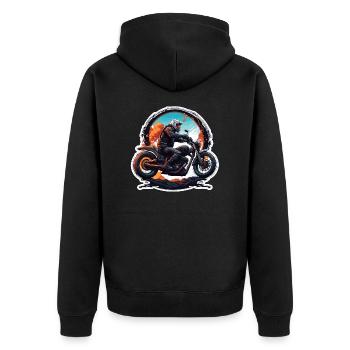 Biker / Motorrad Fahrer / Biker / Zweirad / Cross - Unisex Premium Bio Zip Hoodie - Schwarz - Hinten - Nico (187cm)