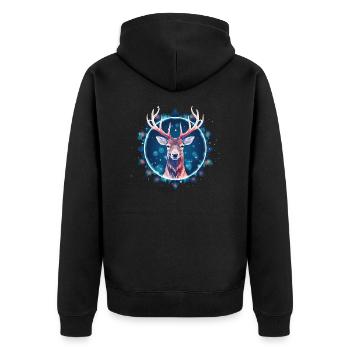Deer in Ornament, Love Deers - Unisex Premium Organic Zip Hoodie - black - Back - Nico (187cm)
