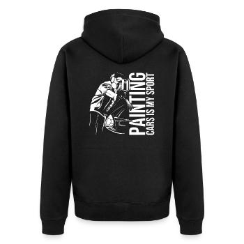 Autos lackieren ist mein Sport - Autolack Geschenk - Unisex Premium Bio Zip Hoodie - Schwarz - Hinten - Nico (187cm)