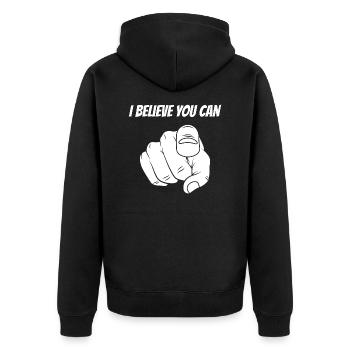 I Believe You Can’ Motivational Clothing - Unisex Premium Organic Zip Hoodie - black - Back - Nico (187cm)