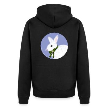 Weißer Hase - Unisex Premium Bio Zip Hoodie - Schwarz - Hinten - Nico (187cm)