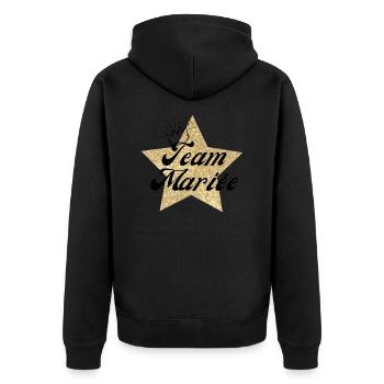 Team the Star Bride - Brautgeschenk - Unisex Premium Bio Zip Hoodie - Schwarz - Hinten - Nico (187cm)