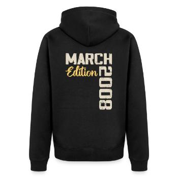 March 2008 Birthday Gift March 2008 - Unisex Premium Organic Zip Hoodie - black - Back - Nico (187cm)