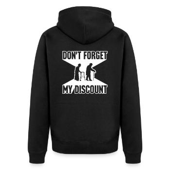 Vergiss nicht meinen Rabatt lustig sarkastisch Senior - Unisex Premium Bio Zip Hoodie - Schwarz - Hinten - Nico (187cm)