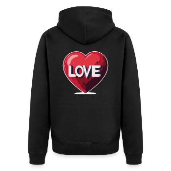 Message d’amour sincère - Veste à capuche bio Premium Unisexe - noir - Dos - Nico (187cm)