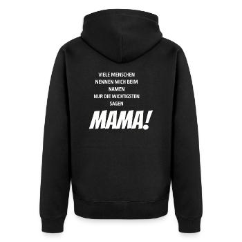 Die wichtigsten sagen Mama I Kinder Geschenk - Unisex Premium Bio Zip Hoodie - Schwarz - Hinten - Nico (187cm)