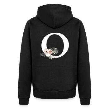 Tropical Floral Letter O - Unisex Premium Organic Zip Hoodie - black - Back - Nico (187cm)