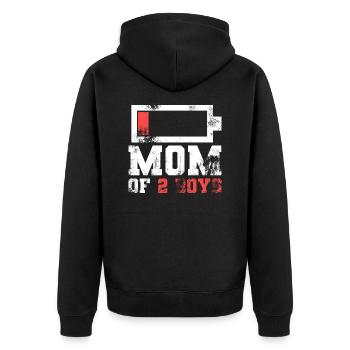 Maman de 2 garçons Chemise cadeau de Fils Mère - Veste à capuche bio Premium Unisexe - noir - Dos - Nico (187cm)