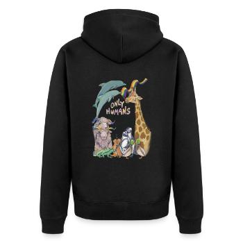 « Seuls les humains sont homophobes » Pride Animals - Veste à capuche bio Premium Unisexe - noir - Dos - Nico (187cm)