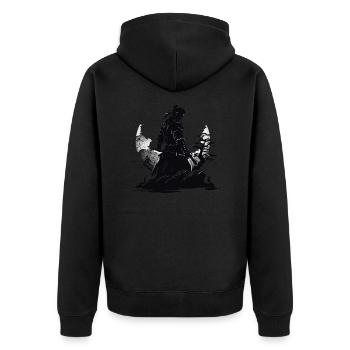 Samurai Krieger Japan Landschaft - Unisex Premium Bio Zip Hoodie - Schwarz - Hinten - Nico (187cm)