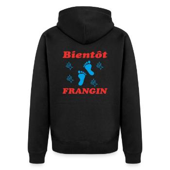 SOON BROTHER - Unisex Premium Organic Zip Hoodie - black - Back - Nico (187cm)