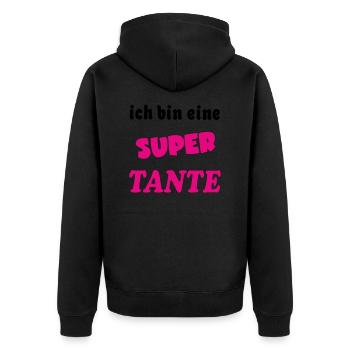 Ich bin eine Super TANTE - Unisex Premium Organic Zip Hoodie - black - Back - Nico (187cm)