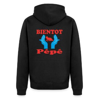 SOON Pépé - Unisex Premium Organic Zip Hoodie - black - Back - Nico (187cm)