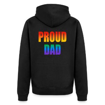 Stolzer Papa schwuler Regenbogen - Unisex Premium Bio Zip Hoodie - Schwarz - Hinten - Nico (187cm)