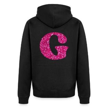Letter g pink glitter - Unisex Premium Organic Zip Hoodie - black - Back - Nico (187cm)