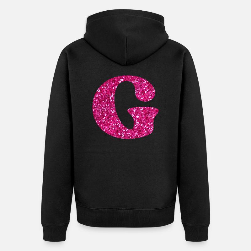 Lettre g rose pailleté - Veste à capuche bio Premium Unisexe - noir
