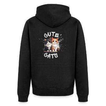 Cute Cats - Unisex Premium Bio Zip Hoodie - Schwarz - Hinten - Nico (187cm)