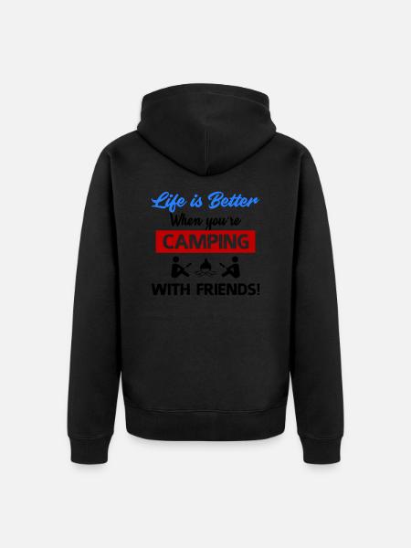 camping with friends - Unisex Premium Organic Zip Hoodie - black