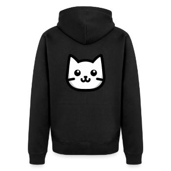 Einfaches Katzendesign - Unisex Premium Bio Zip Hoodie - Schwarz - Hinten - Nico (187cm)