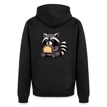 Waschbär isst Taco - Unisex Premium Bio Zip Hoodie - Schwarz - Hinten - Nico (187cm)