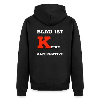 Blau ist keine Alternative - Unisex Premium Bio Zip Hoodie - Schwarz - Hinten - Nico (187cm)