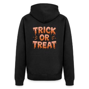 Trick or Treat - Unisex Premium Bio Zip Hoodie - Schwarz - Hinten - Nico (187cm)