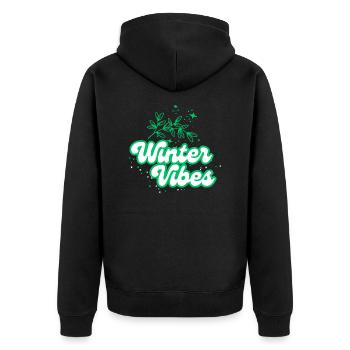 Winter vibes - Unisex Premium Bio Zip Hoodie - Schwarz - Hinten - Nico (187cm)