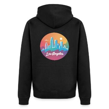 Los Angeles Kalifornien USA - Unisex Premium Bio Zip Hoodie - Schwarz - Hinten - Nico (187cm)