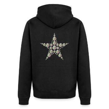 Stern aus Hortensien – Eleganz trifft Natur - Unisex Premium Bio Zip Hoodie - Schwarz - Hinten - Nico (187cm)