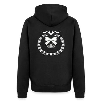 kranz glocken - Unisex Premium Bio Zip Hoodie - Schwarz - Hinten - Nico (187cm)
