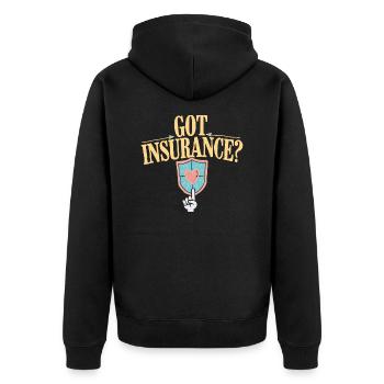 The path to the ideal insurance solution - Unisex Premium Organic Zip Hoodie - black - Back - Nico (187cm)